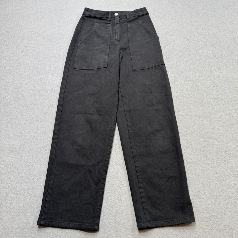 Wilfred Free Aritzia Pants Women's 0 Black Wide Leg High Rise Baggy Fit Workwear